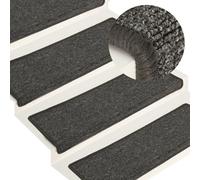 vidaXL Carpet Stair Treads Stair Mat Stair Step Rug 15 pcs Grey and Black