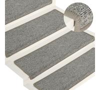 vidaXL Carpet Stair Treads Stair Mat Stair Step Rug 15 pcs White and Grey