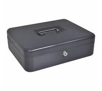 vidaXL Cash Box with Lock Dark grey 30 x 24 x 9 cm Steel, Home Office Safe, Rect
