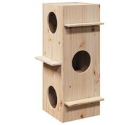 vidaxl cat house 43x43x90 cm - solid pine wood indoor pet shelter with built-in treads - rustic brown design