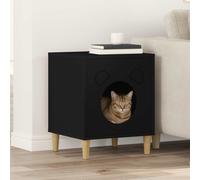 vidaXL Cat House, Black, 42.5 x 40 x 53 cm, Wood Material, Stylish Cat House, Cosy Retreat, Modern Home, Elegant Furniture for Your Velvet Paw
