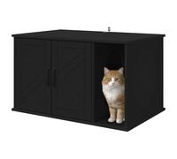 vidaXL Cat House, Black, 85 x 55 x 50 cm, Wood Material, Living Room, Rectangular Cat House, Stylish Wooden Protection House, Cosy Retreat for Cats