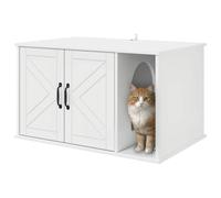 vidaXL Cat House, Glossy White, 85 x 55 x 50 cm, Wood Material, Living Room, Rectangular Cat House, Stylish Wood Protection House, Cosy Retreat for Cats