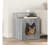 vidaXL Sonoma Cat House, Grey, 42.5 x 40 x 53.5 cm, Wood Material, Stylish Cat House for Living Room, Modern, Rectangular Furniture, Cosy Retreat, Easy to Assemble