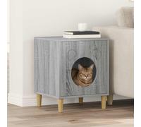 vidaXL Sonoma Cat House, Grey 42.5 x 40 x 53 cm, Wood Material, Stylish Cat House, Cosy Retreat, Modern Home, Elegant Furniture for Your Velvet Paw