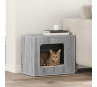 vidaXL Sonoma Cat House, Grey 51 x 30 x 42 cm, Wood Material, Modern Cat Lounge, Rectangular Cat House, Home Furniture for Indoors, Minimalist Retreat