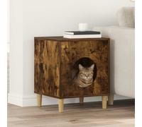 vidaXL Smoked Oak Cat House, 42.5 x 40 x 53 cm, Wood Material, Stylish Cat House, Cosy Retreat, Modern Home, Elegant Furniture for Your Velvet Paw