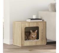 vidaXL Sonoma Cat House, 51 x 30 x 42 cm, Wood Material, Modern Cat Lounge, Rectangular Cat House, Home Furniture for Indoors, Minimalist Retreat
