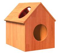 vidaXL Cat House - Indoor Wooden Cat Shelter - Pine Pet Home with Perch- Wax Brown - 41x50x50 cm