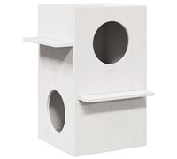 vidaxl cat house/condo - white solid pine wood, indoor use 43x43x60cm with private sleeping space & stable top perch