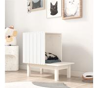 vidaXL Cat House White 60x36x60 cm Solid Wood Pine