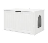 vidaXL Cat House, White, 85 x 55 x 50 cm, Wood Composite, Living Room, Rectangular Design, Minimalist Approach, Space Saving Storage, Modern Furniture Options for Any Home