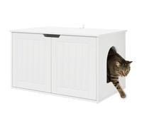 vidaXL Cat House, White, 85 x 55 x 50 cm, Wood Composite, Living Room, Rectangular Design, Minimalist Approach, Space Saving Storage, Modern Furniture Options for Any Home