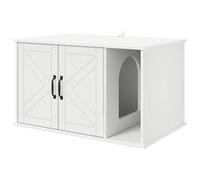 vidaXL Cat House, White, 85 x 55 x 50 cm, Wood Material, Living Room, Rectangular Cat House, Stylish Wooden Protection House, Cosy Retreat for Cats
