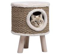 vidaXL Cat House with Wooden Legs 41 cm Seagrass