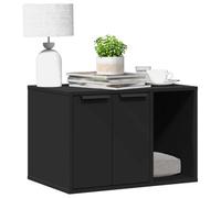 vidaXL Cat Litter Box Enclosure/End Table - Black Engineered Wood, Hidden Design, Customizable Doors, 60x40x40 cm, Versatile Use
