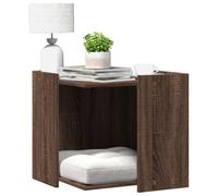 vidaXL Cat Litter Box Enclosure House - Brown Oak Engineered Wood - Space-Saving Cat House/Side Table Combo - 53x53x51 cm