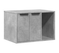 vidaXL Cat Litter Box Enclosure/Hidden House - Engineered Wood, Concrete Grey; Versatile Furniture: Side Table/Storage Cabinet