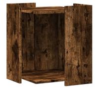 vidaXL Cat Litter Box Enclosure House/Side Table - Engineered Wood, Smoked Oak, 42x42x51 cm