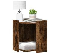 vidaXL Cat Litter Box Enclosure House/Side Table - Engineered Wood, Smoked Oak, 42x42x51 cm