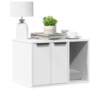 ** vidaXL White Cat Litter Box Enclosure House - Engineered Wood Side Table/Storage Cabinet 60 x 40 x 40 cm