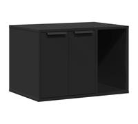 vidaXL Cat Litter Box Enclosure/End Table - Black Engineered Wood, Hidden Design, Customizable Doors, 60x40x40 cm, Versatile Use