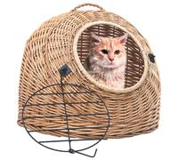 Cat Transporter Natural Willow Basket Carrier Brown/Grey Multi Sizes vidaXL