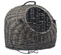 vidaXL Cat Transporter Cat Basket Cat House Pet Dog Puppy Cat Carriers Basket Bag Cage Portable Travel Kennel Box Grey 45x35x35cm Natural Willow