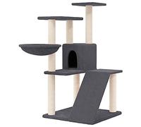 vidaxl cat tree activity centre with sisal scratching posts - dark grey plush hammock condo - 60x72x94cm for indoor cats