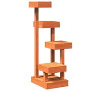 vidaXL Cat Tree, Cat Scratch Tower for Pet Kitten, Cat Climber Scratching Tree Pet Furniture Activity Centre, Wax Brown Solid Wood Pine