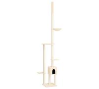 (cream) vidaXL Floor to Ceiling Cat Tree 258.5-284.5cm Cat Scratch Tower Multi Colours