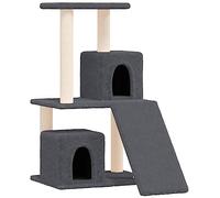 vidaXL Cat Tree - Dark Grey 82 cm with Sisal Scratching Posts, Multiple Levels/Houses/Ladder - Compact Pet Furniture for Playing & Lounging