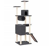 vidaXL Cat Tree/Pet Climber with Huts & Hammock - Dark Grey, Sisal Scratching Posts, 168 cm Tall Cat Tower with Tunnel