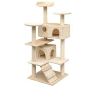 vidaXL Cat Tree Playhouse Condo Tower with Sisal Scratching Posts 125 cm Beige