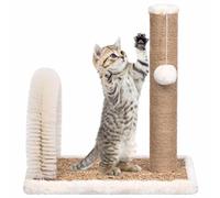 vidaXL Cat Tree w/ Arch Grooming Brush and Scratch Post, Brown