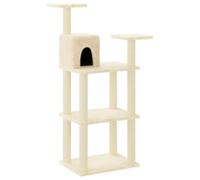 vidaXL Cat Tree with Sisal Scratching Posts Indoor Home Cat Furniture Cat Scratching Climbing Post Play Tower Playhouse Cave Condo Cream