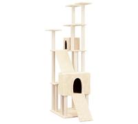 vidaXL Cat Tree with Sisal Posts Cream 190 cm - Multi-Level Cat Furniture for Indoor Climbing, Scratching, Relaxing