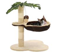 Cat Tree with Sisal Scratching Post 50cm Beige and Brown Play Tower vidaXL
