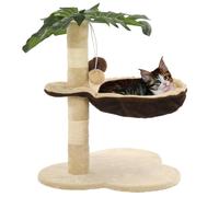 Cat Tree with Sisal Scratching Post 50cm Beige and Brown Play Tower vidaXL