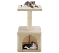 vidaXL Beige Cat Tree with Sisal Rope Scratching Post, Plush Covered Playhouse and Exercise Platform - Ideal for Kittens