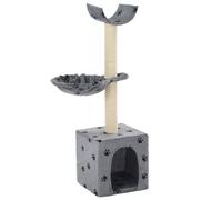 vidaXL Cat Tree with Sisal Scratching Posts 105 cm Paw Prints Grey
