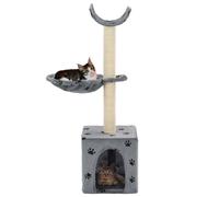 vidaXL Cat Tree with Sisal Scratching Posts 105cm Paw Prints Grey Play Tower