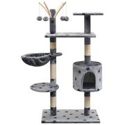 vidaXL Cat Tree with Sisal Scratching Posts 125 cm Paw Prints Grey Play Tower