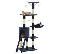 vidaXL Cat Tree with Sisal Scratching Posts 138cm Dark Blue Kitten Play Tower