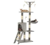 vidaXL Cat Tree with Sisal Scratching Posts 138cm Grey Kitten Furniture Tower