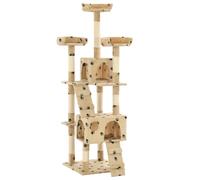 vidaXL Cat Tree with Sisal Scratching Post 170cm Paw Prints Beige Kitten Tower