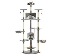 vidaXL Cat Tree with Sisal Scratching Posts 203 cm Grey and White, Grey