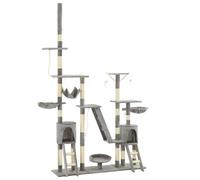 vidaXL Cat Tree with Sisal Scratching Posts 230-250 cm Grey, Grey