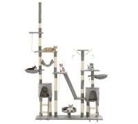 vidaXL Cat Tree with Sisal Scratching Posts 230-250cm Grey Kitten Play Tower
