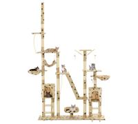 vidaXL Cat Tree with Sisal Scratching Posts 230-250cm Paw Prints Beige Tower